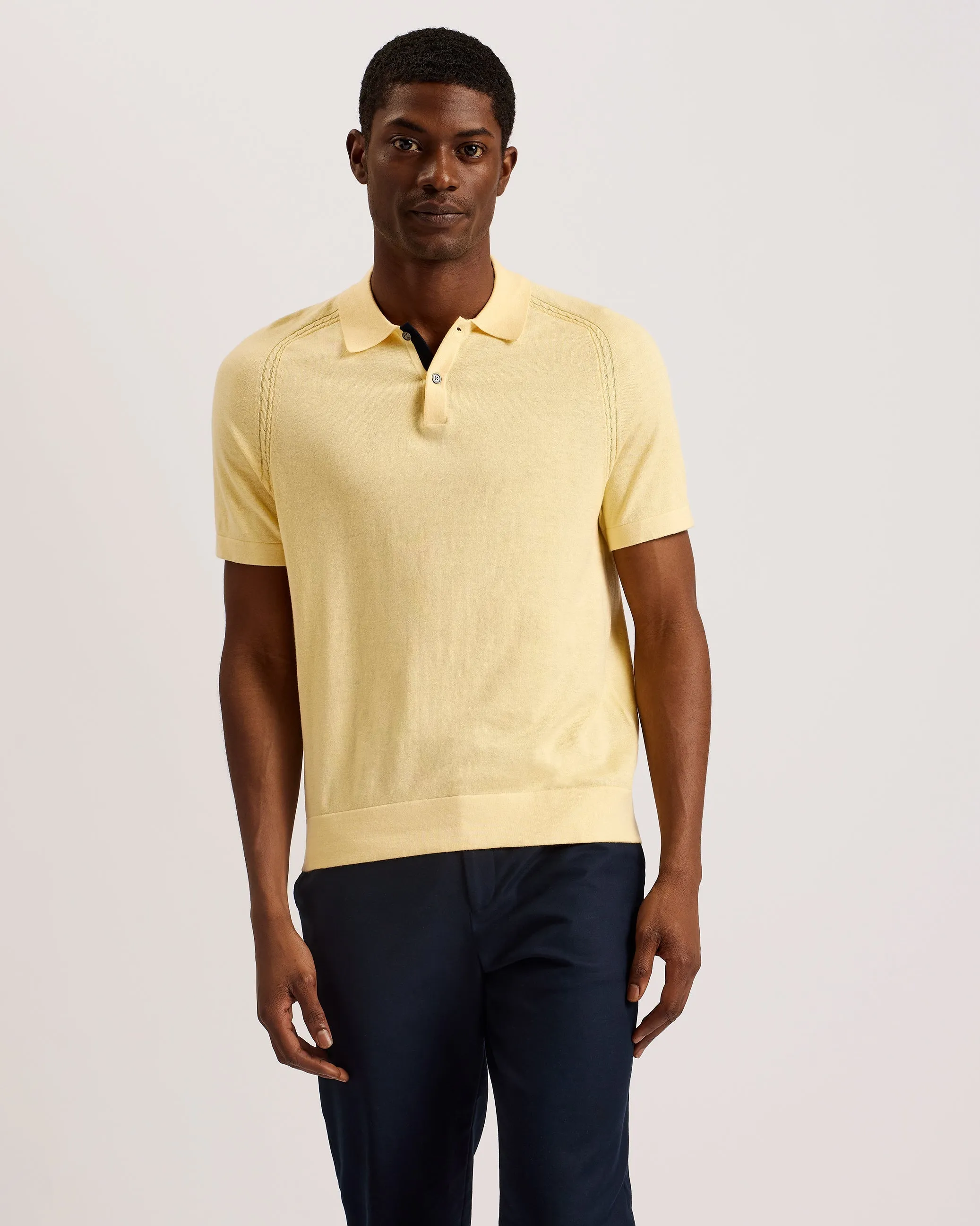 Peltz Ss Regular Silk Blend Polo Lt-Yellow