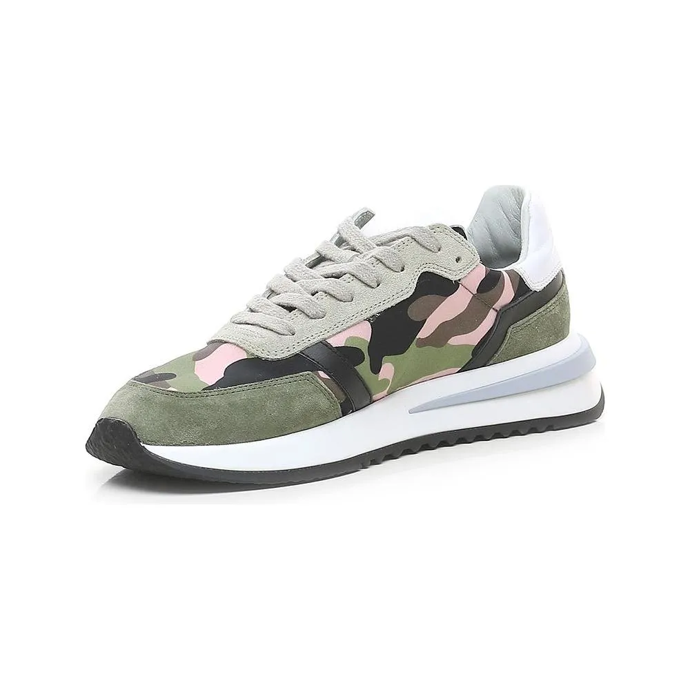 Philippe Model Chic Army Suede-Trimmed Fabric Sneakers