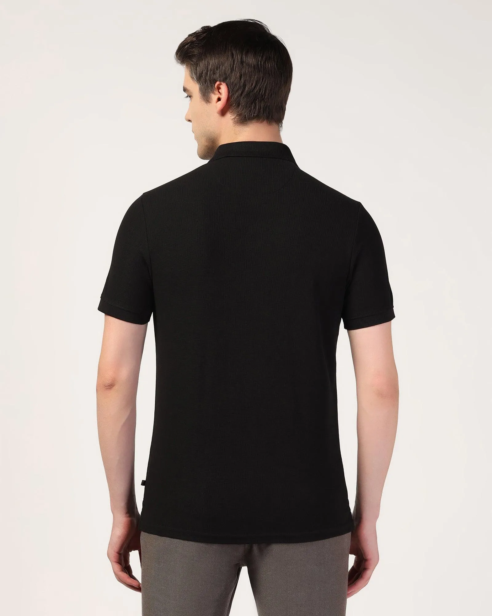 Polo Black Textured T-Shirt - Jacob