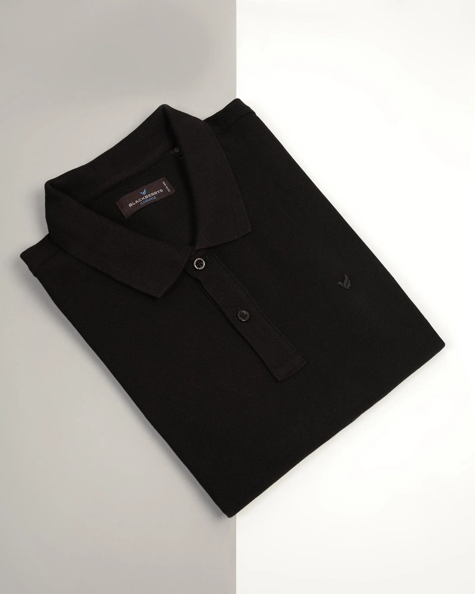 Polo Black Textured T-Shirt - Jacob