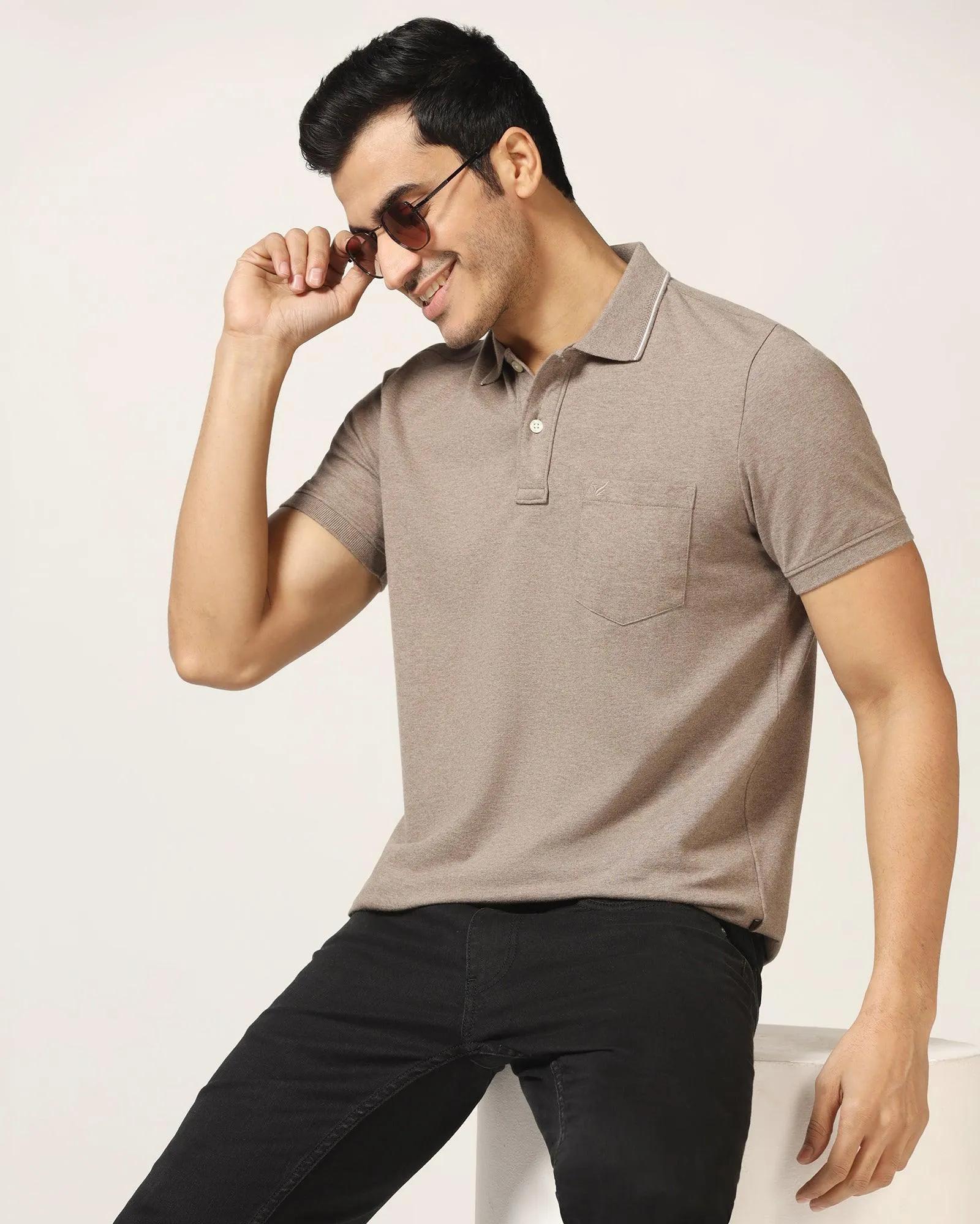 Polo Brown Melange Solid T-Shirt - Alec