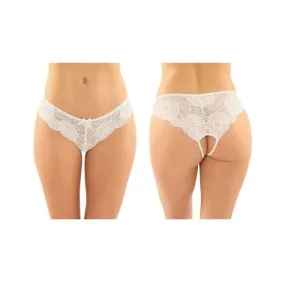 Poppy Crotchless Floral Lace Panty 6-pack L/xl White