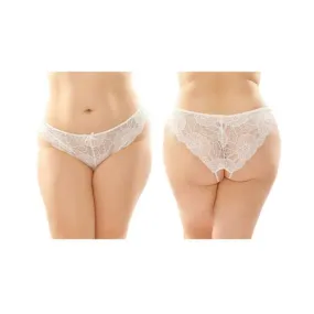 Poppy Crotchless Floral Lace Panty 6-pack Q/s White