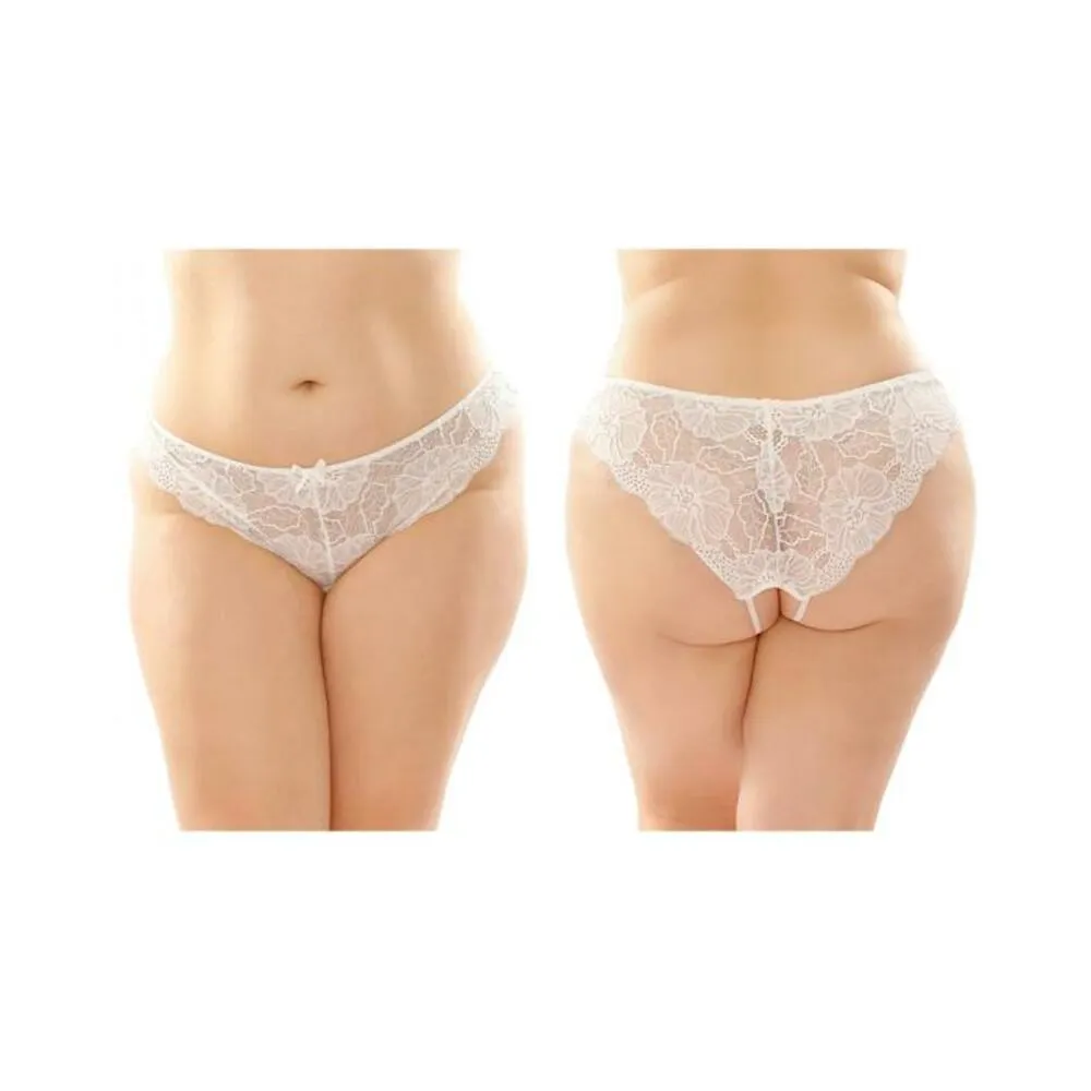 Poppy Crotchless Floral Lace Panty 6-pack Q/s White