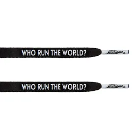 "Who Run The World?" Black Flat Laces