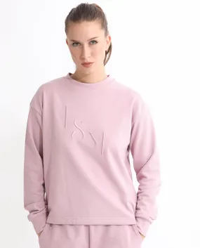 Rareism Articale Women Goldberg Dusky Pink Poly Cotton Fabric Full Sleeves Round Neck Regular Fit Embroidered Sweatshirt