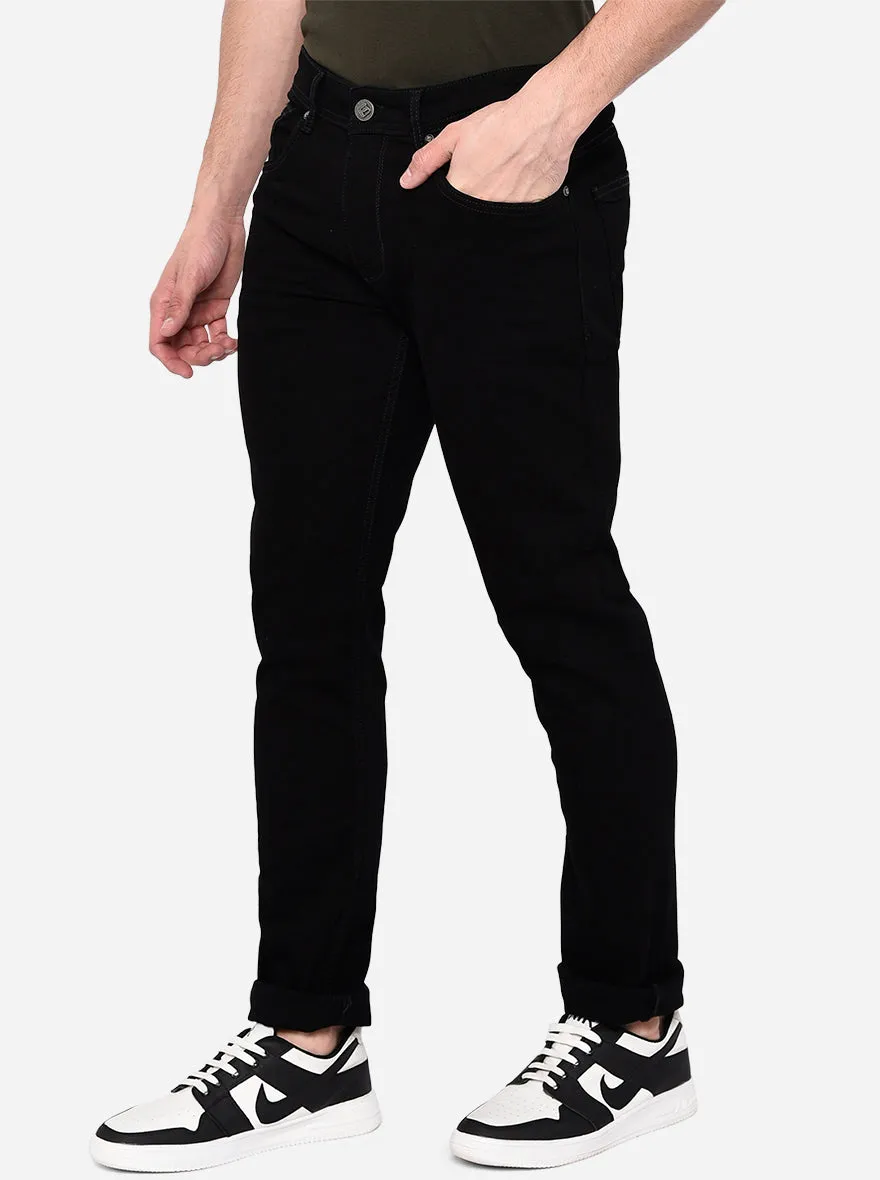 Raw Black Solid Narrow Fit Jeans | Greenfibre