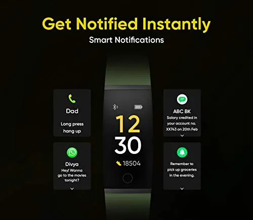 realme Band (Green) - Full Colour Screen with Touchkey, Real-time Heart Rate Monitor, in-Built USB Charging, IP68 Water Resistant
