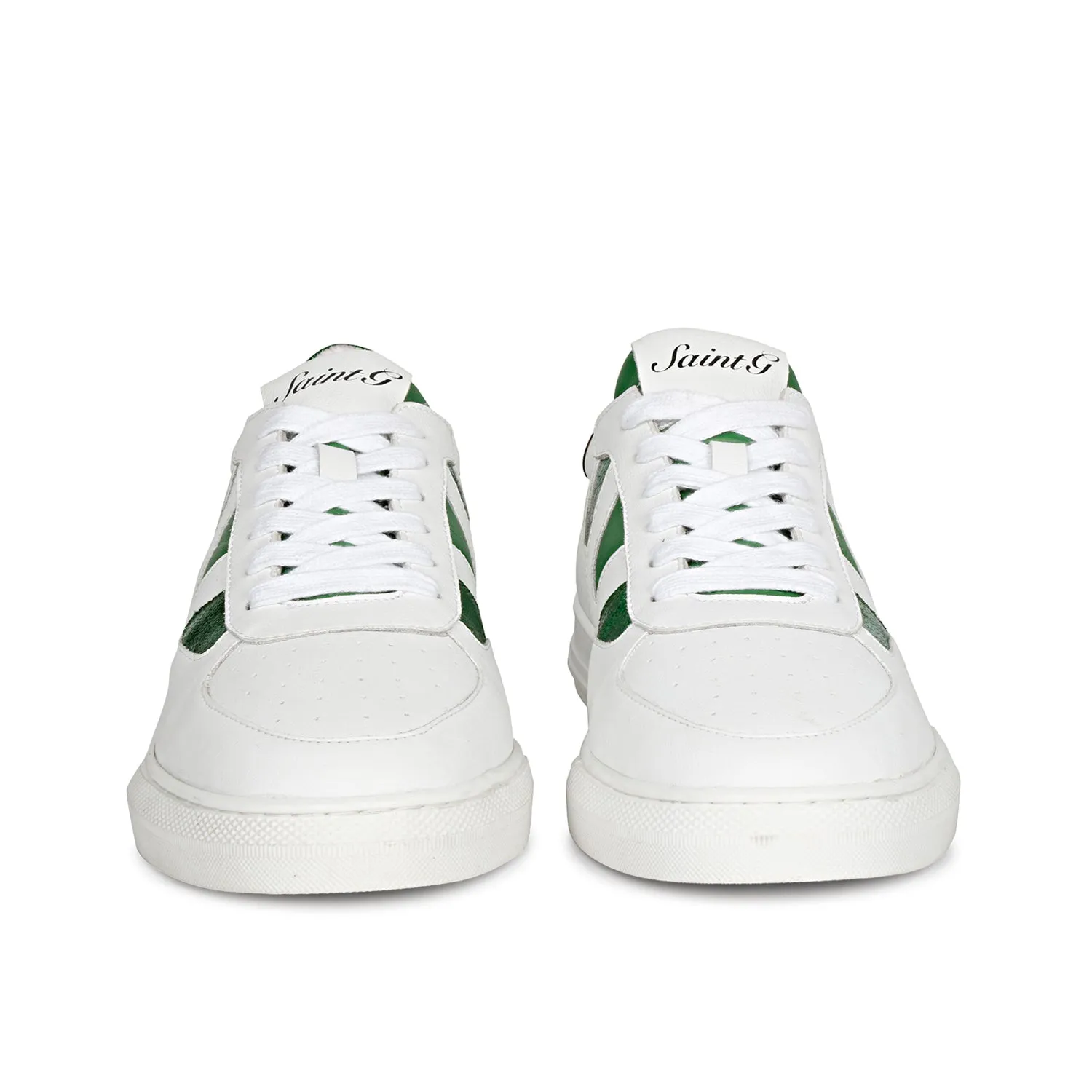 Saint Elliot White & Green Leather Handcrafted Sneakers