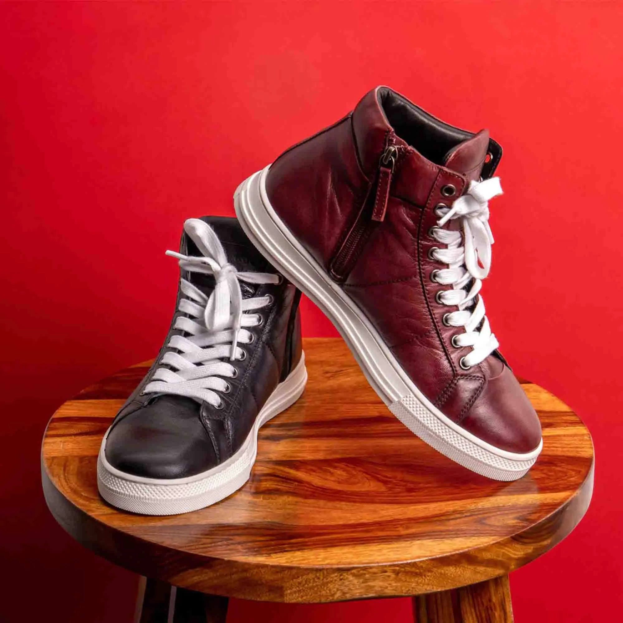 Saint Tesoro Burgundy Handcrafted Leather Sneakers