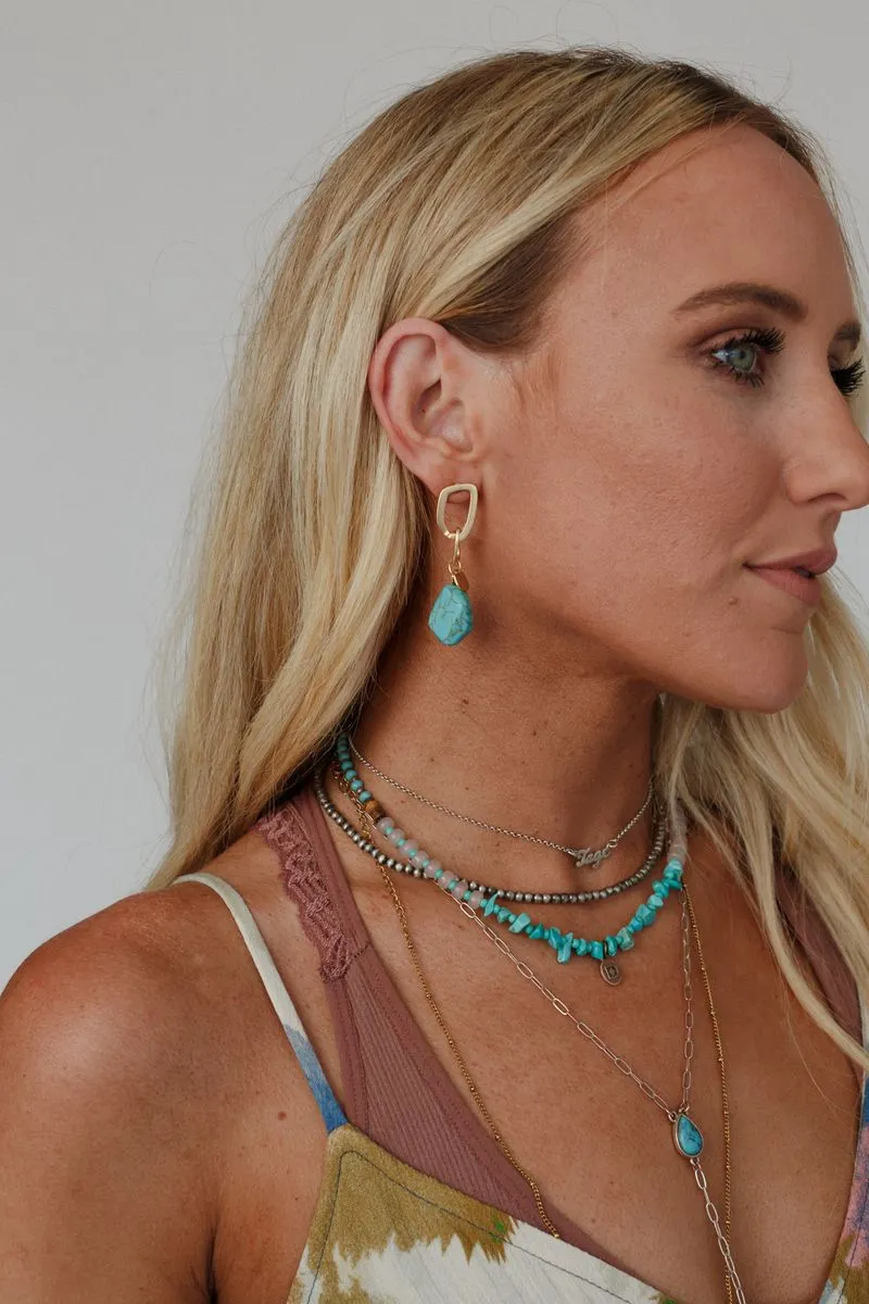 Serene Stone Drop Earrings - Turquoise