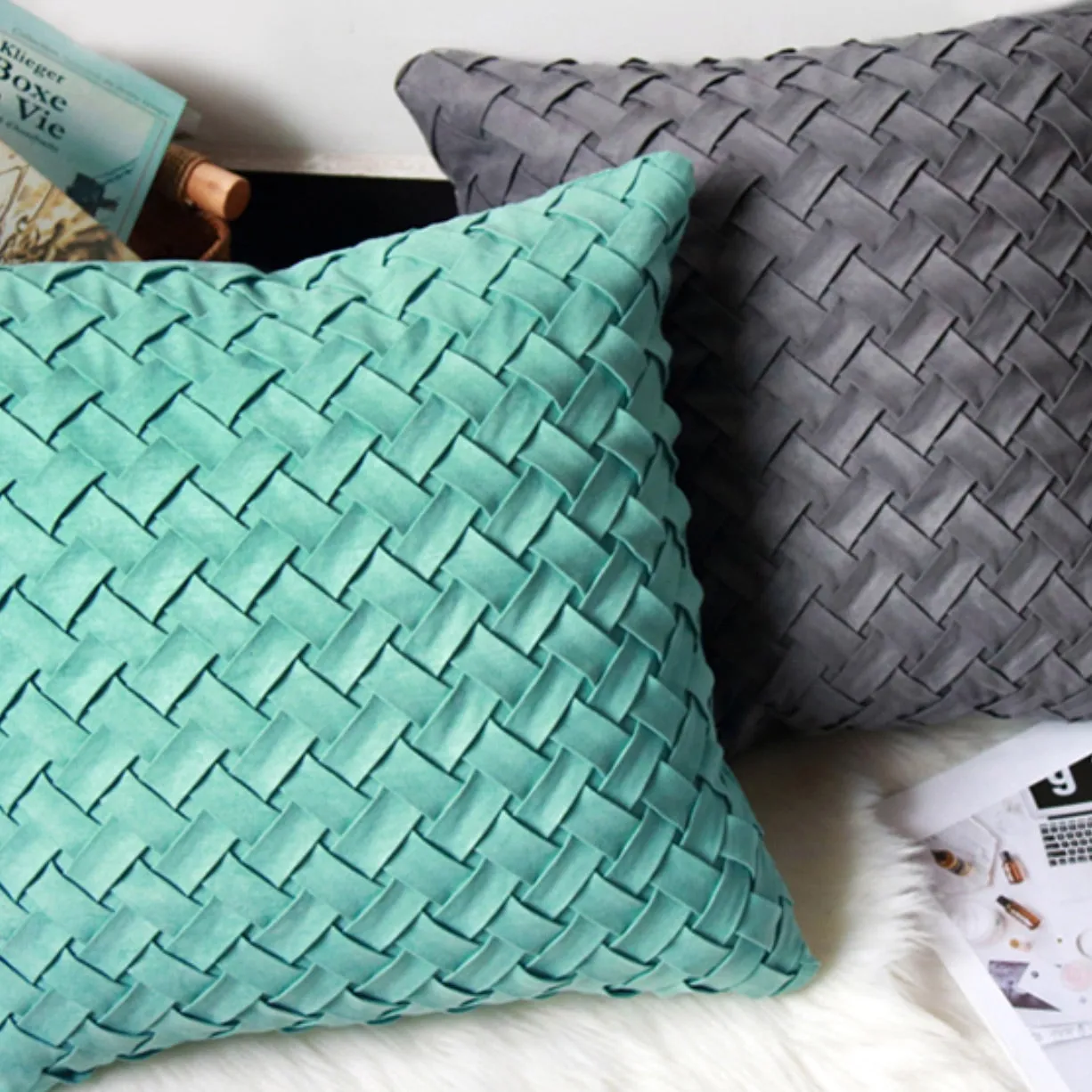 Textured Woven Throw Cushion