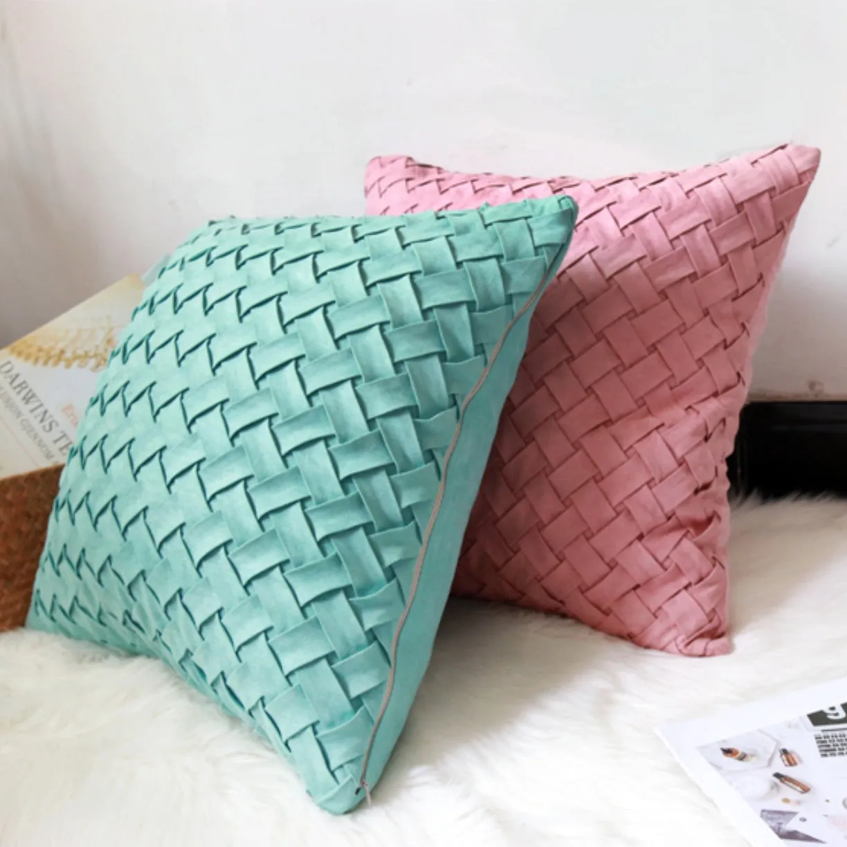 Textured Woven Throw Cushion