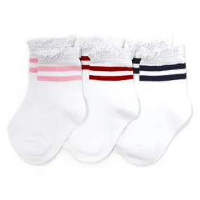 The Little Stocking Co - Lace Midi Socks (3 Pack) - Classic Stripe