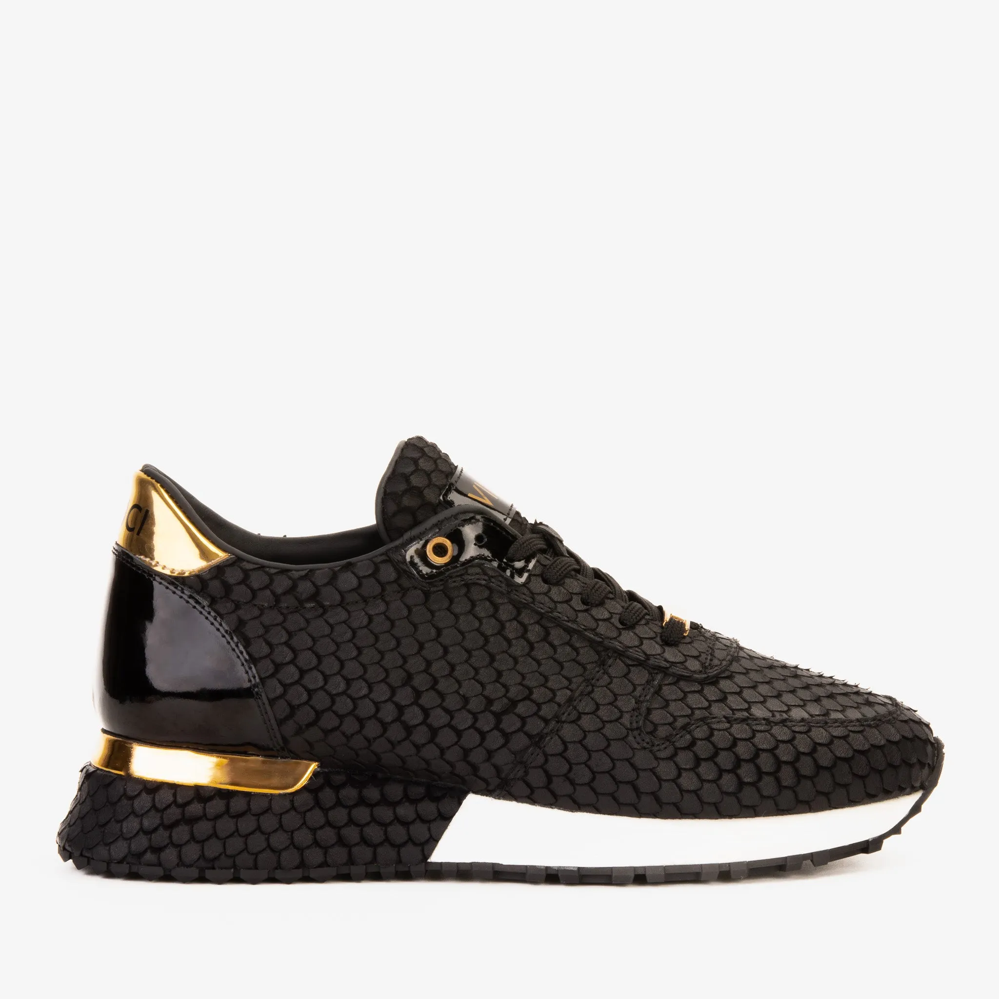 The Majesty Black & Gold Leather Men Sneaker