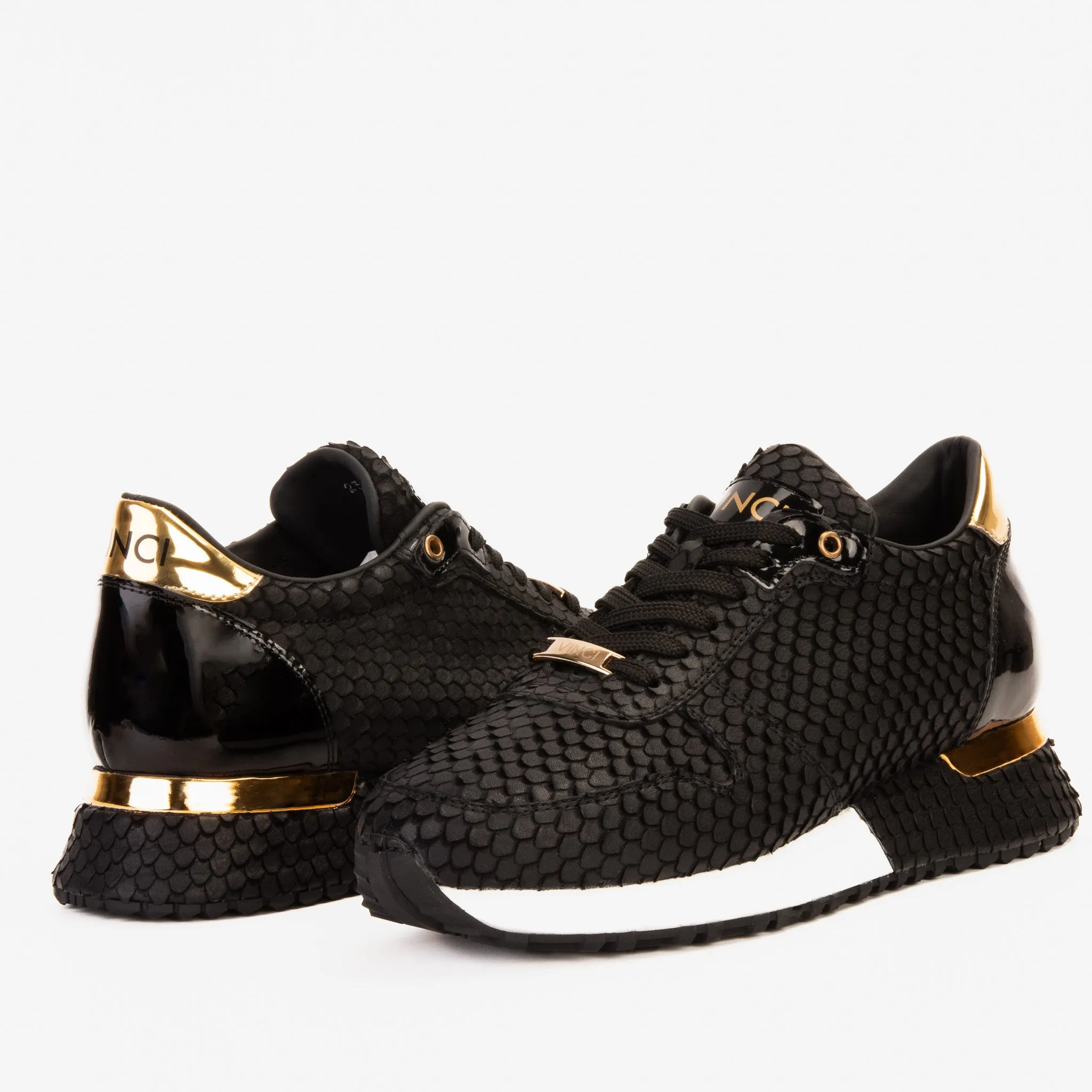 The Majesty Black & Gold Leather Men Sneaker