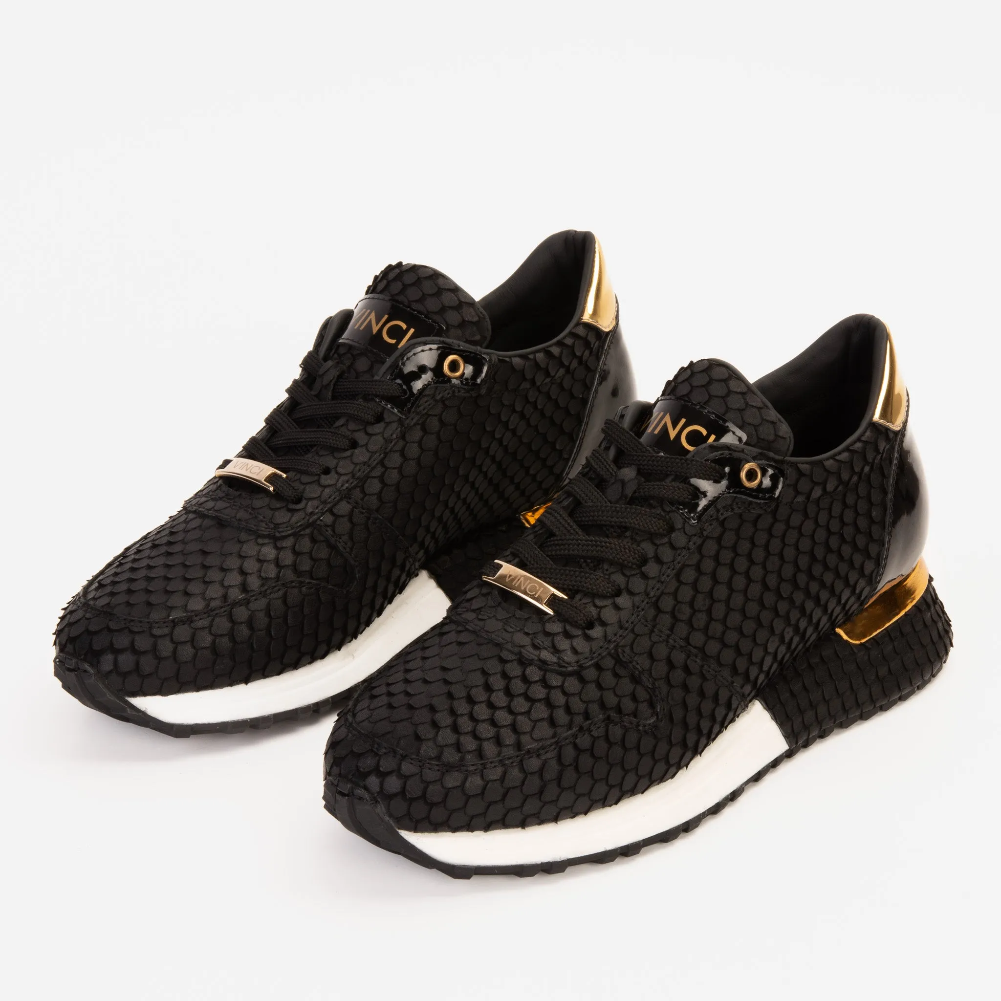 The Majesty Black & Gold Leather Men Sneaker