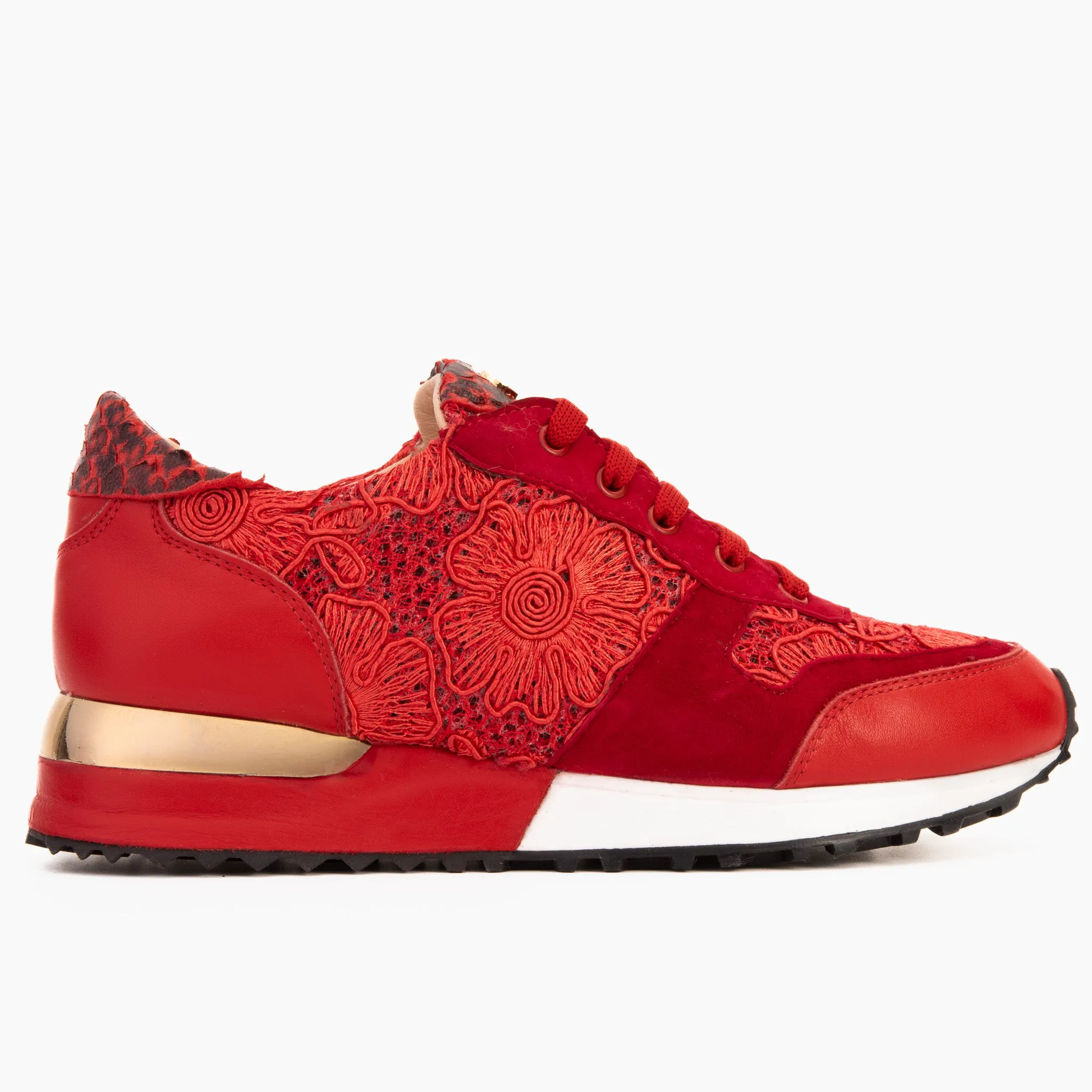 The Noir Red Leather Women Sneaker