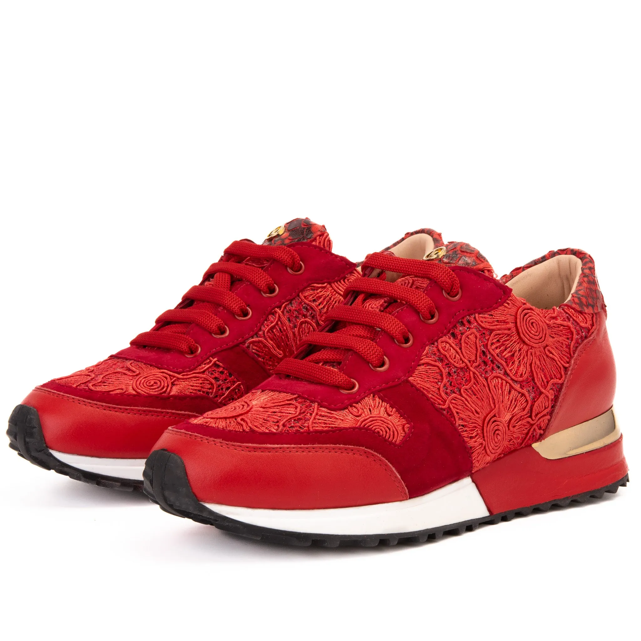 The Noir Red Leather Women Sneaker