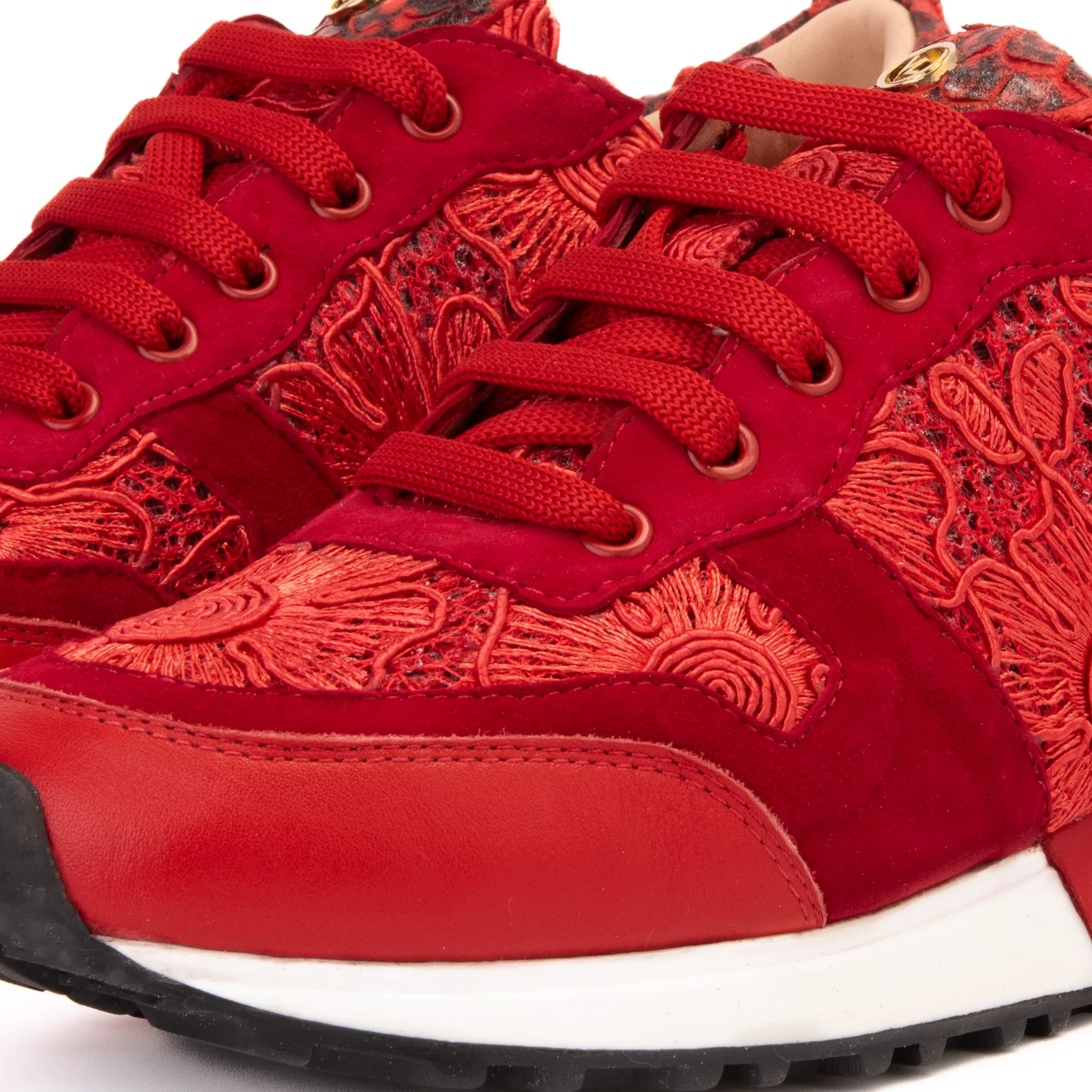 The Noir Red Leather Women Sneaker