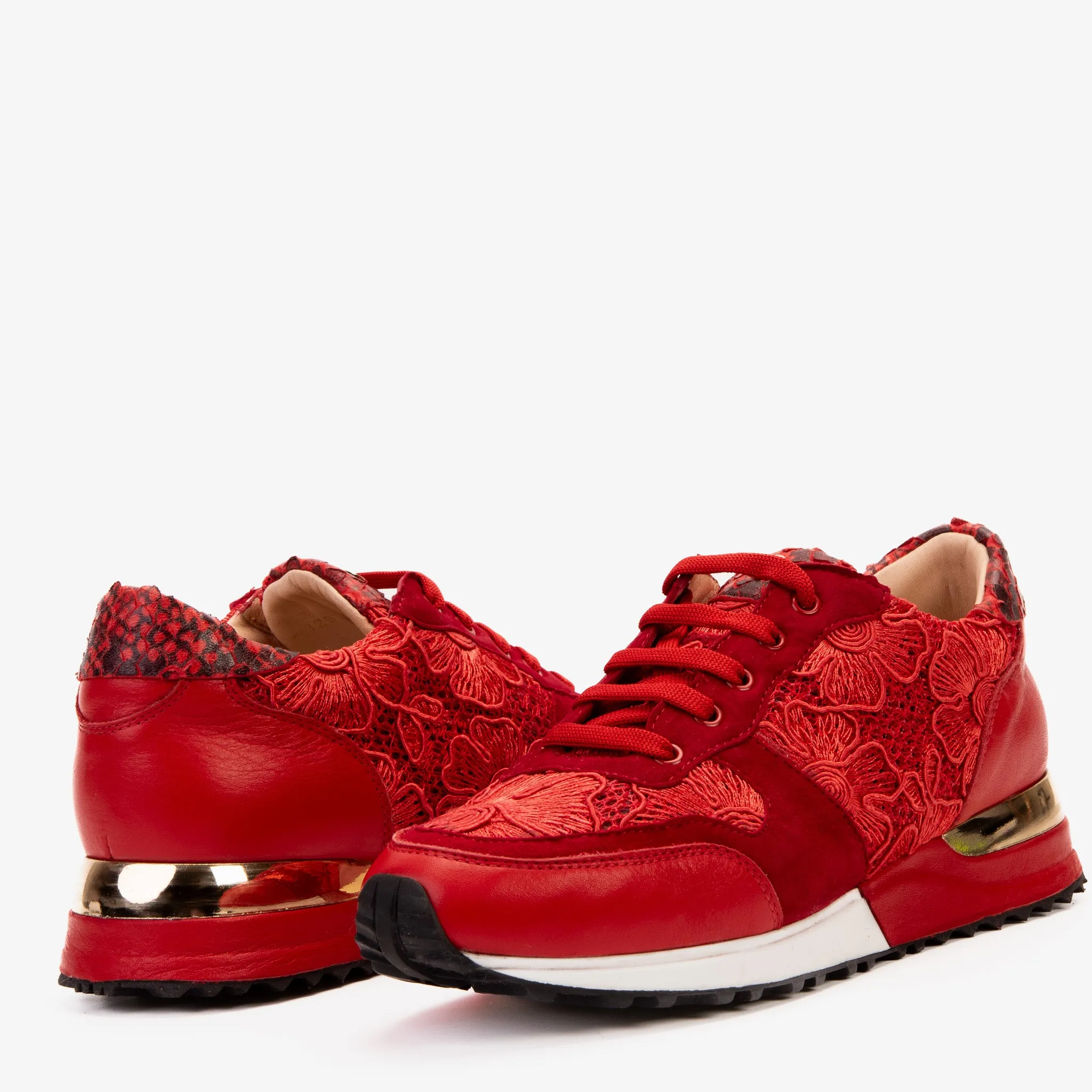 The Noir Red Leather Women Sneaker