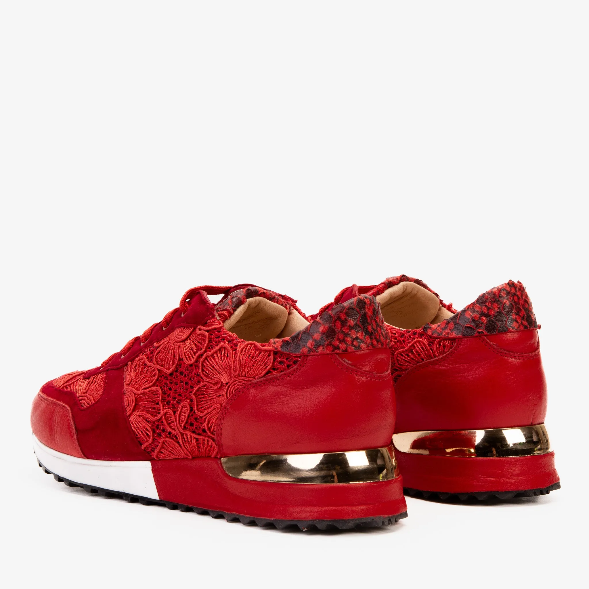 The Noir Red Leather Women Sneaker