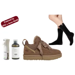 UGG Women's Lowmel Sneaker Hickory Bundle Includes Jason Markk Repel   UGG Clean & Conditioner   UGG Leda Cozy Sock