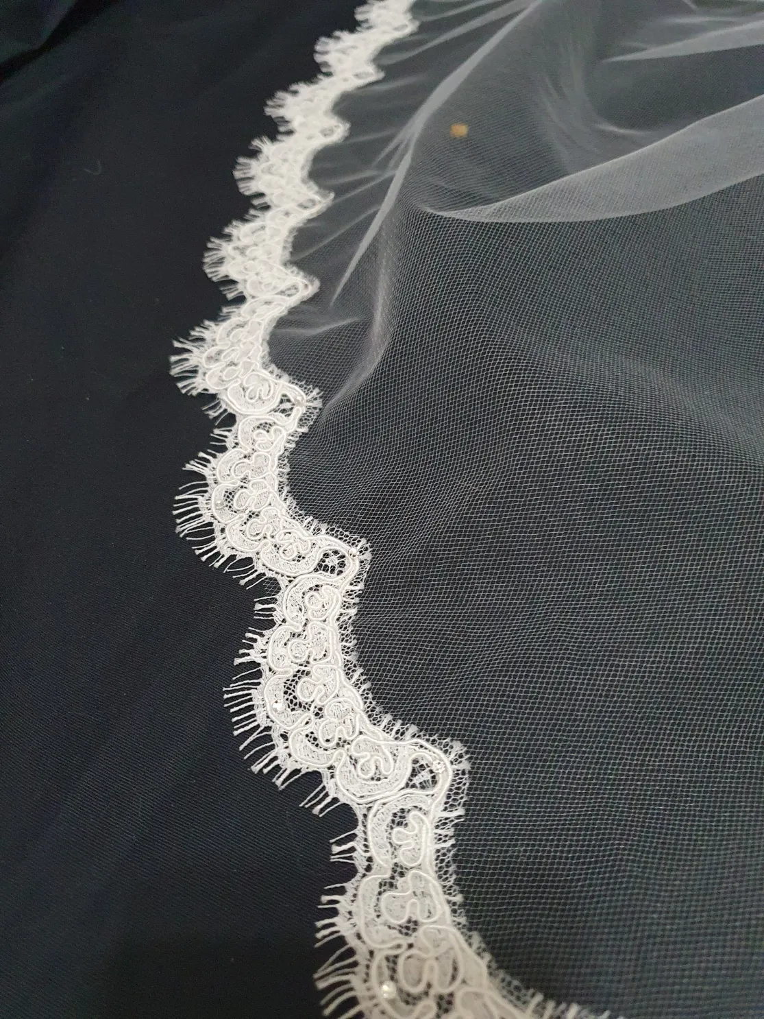 Veil 640misc: Cathedral length veils lace trims