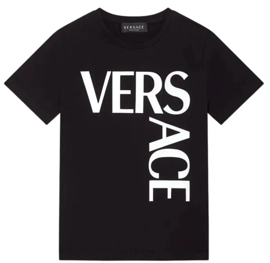 Versace T-Shirt Jersey Cotone Stampa Scritta Versace