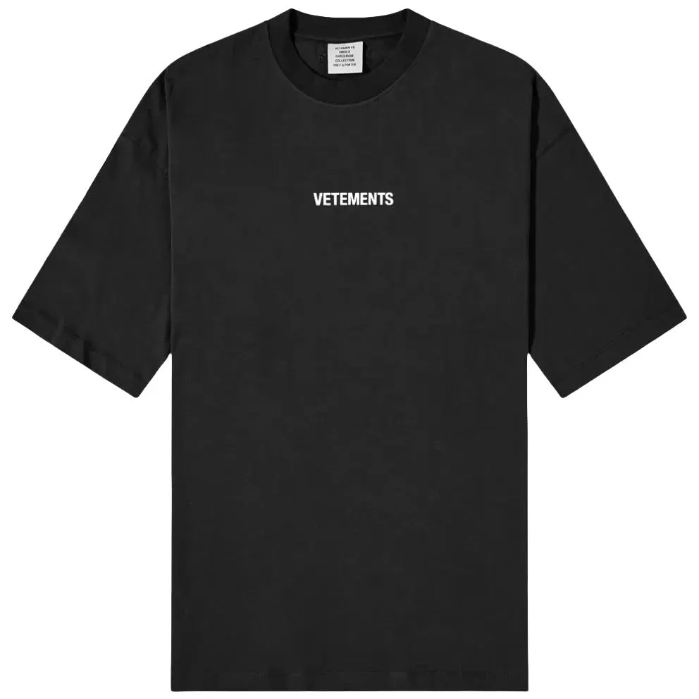 Vetements Black White Logo Label T-Shirt