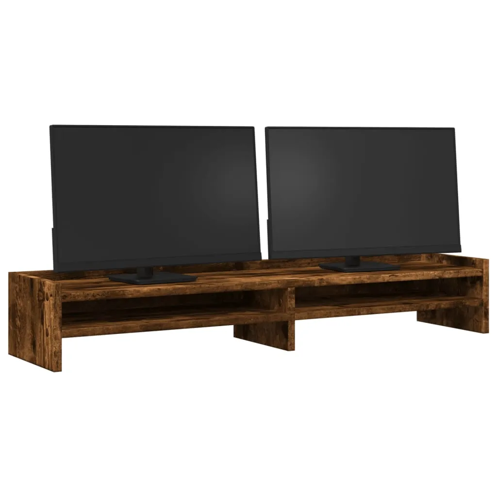 vidaXL Monitor Stand Smoked Oak 100x24x16 cm Engineered Wood