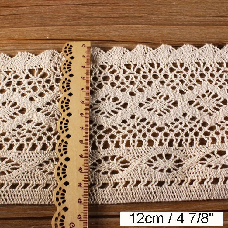 Vintage Style Lace Edge Trim 12 cm / 5 inches Wide Dress Sewing Cotton Crochet Ribbon Bridal