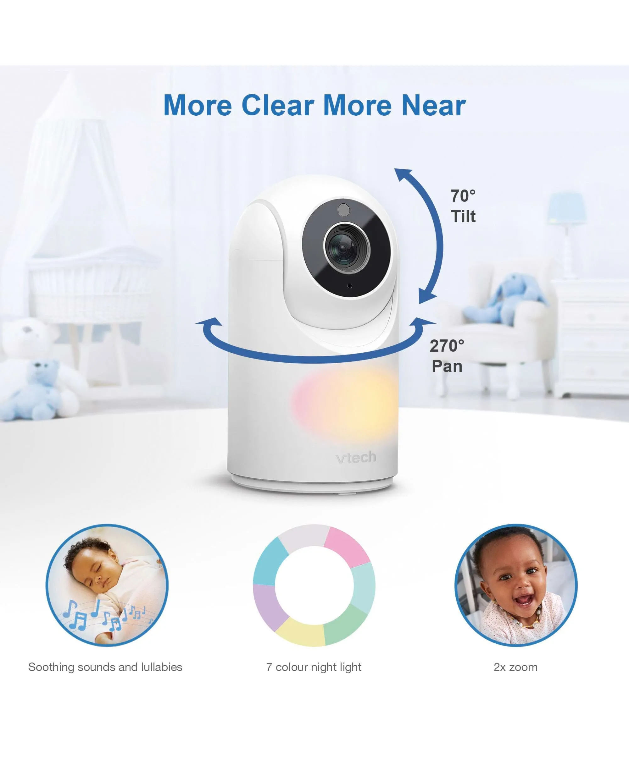 VTech VM3263 2.8" Video Baby Monitor with Night Light in White