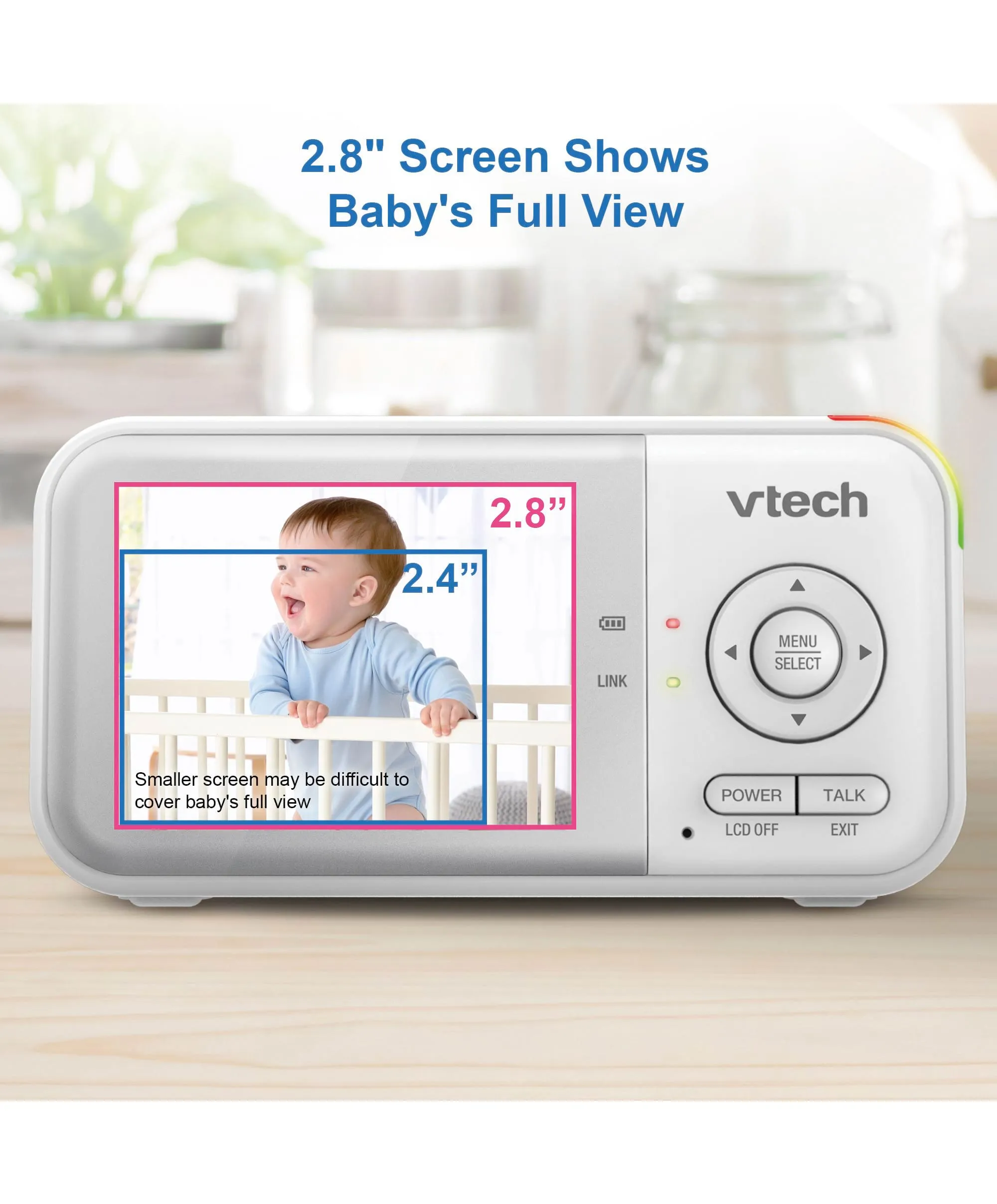 VTech VM3263 2.8" Video Baby Monitor with Night Light in White