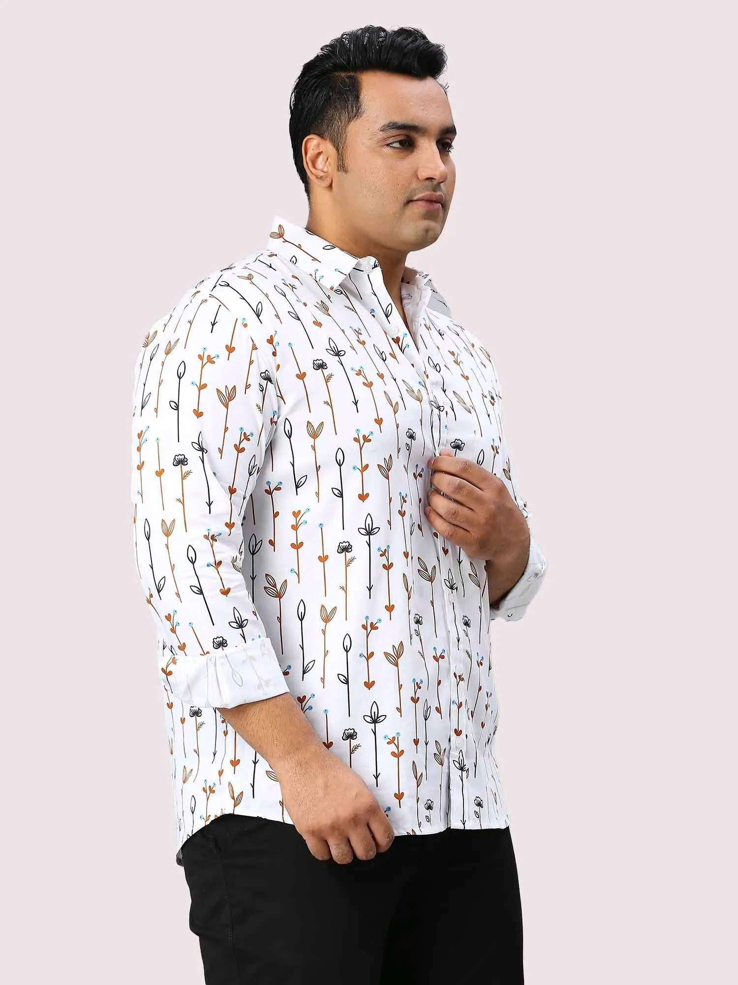 Wildflower Digital Printed Full Sleeve Shirt Men's Plus Size