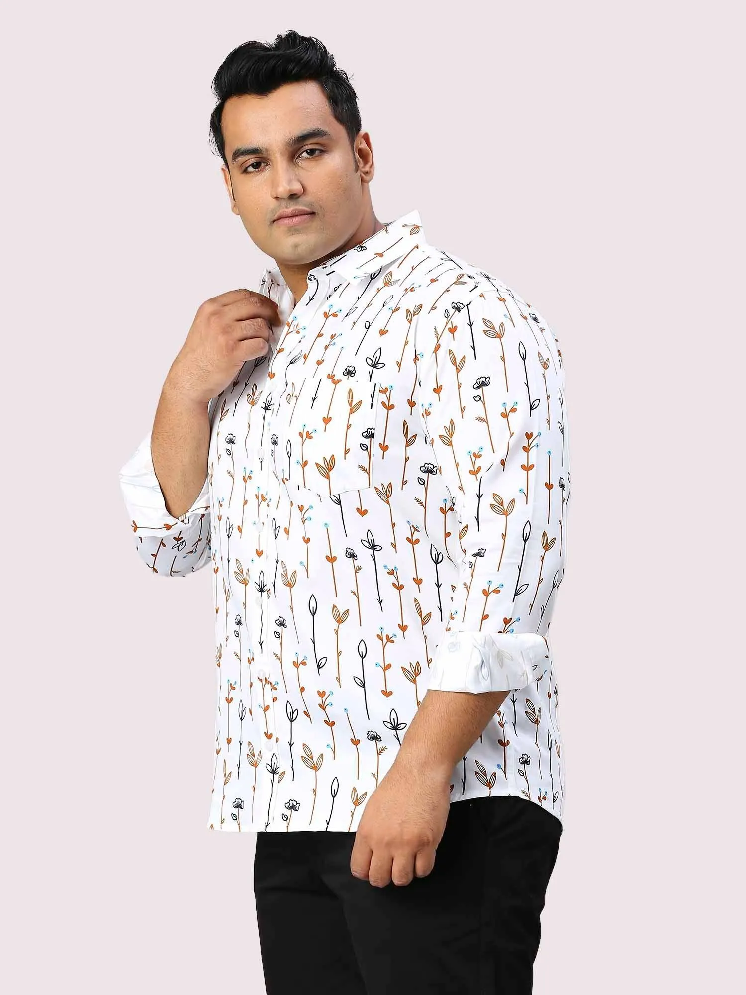 Wildflower Digital Printed Full Sleeve Shirt Men's Plus Size