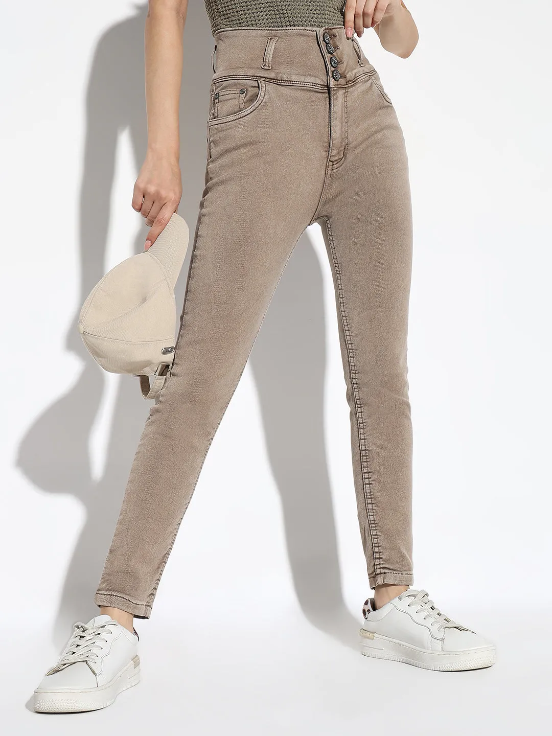 Women Beige Slim Fit Jeans