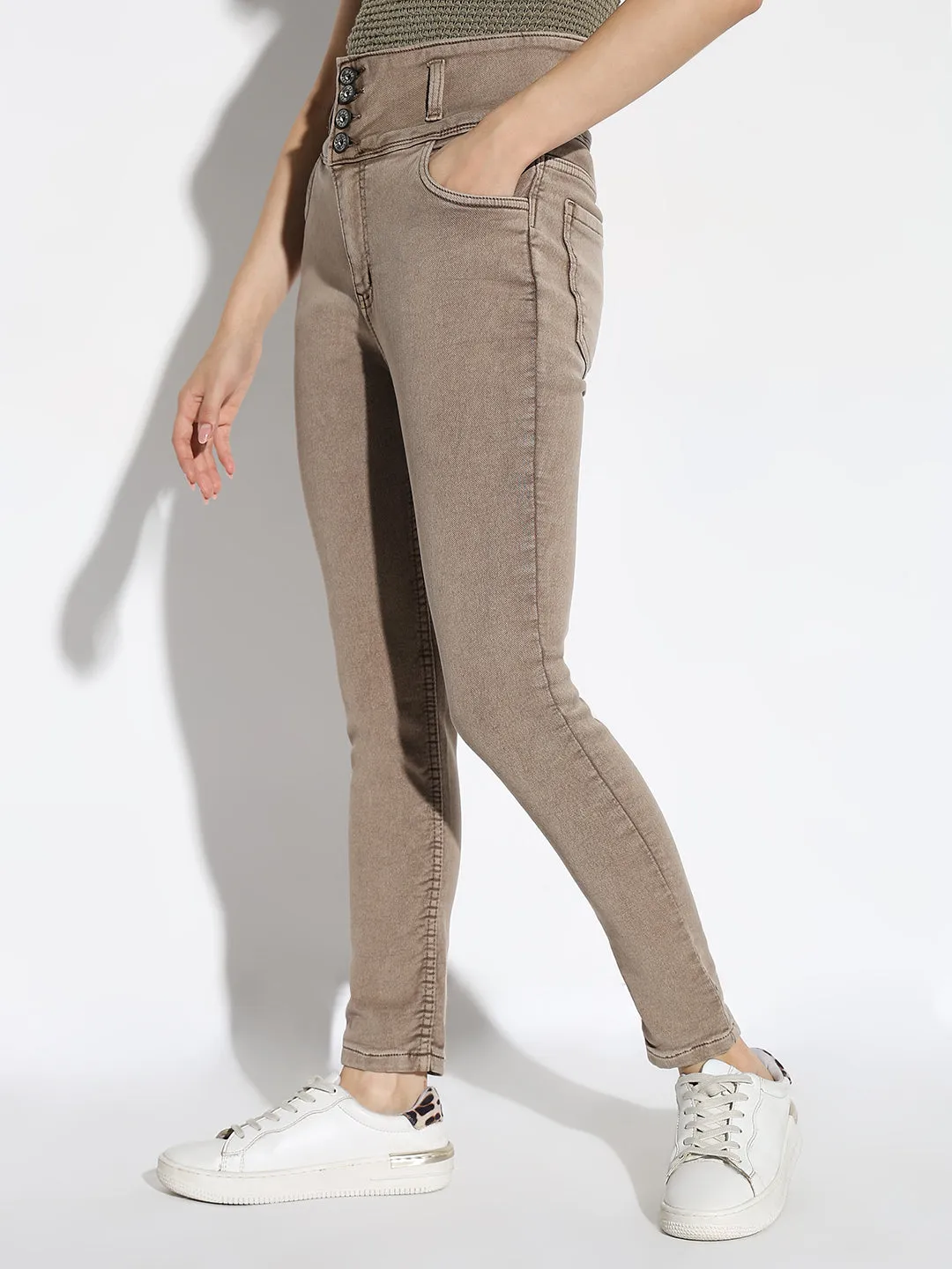 Women Beige Slim Fit Jeans