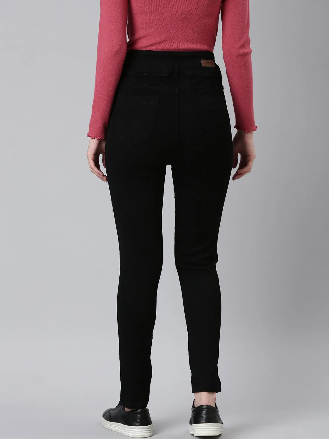 Women Black Solid Skinny Fit Denim Jeans