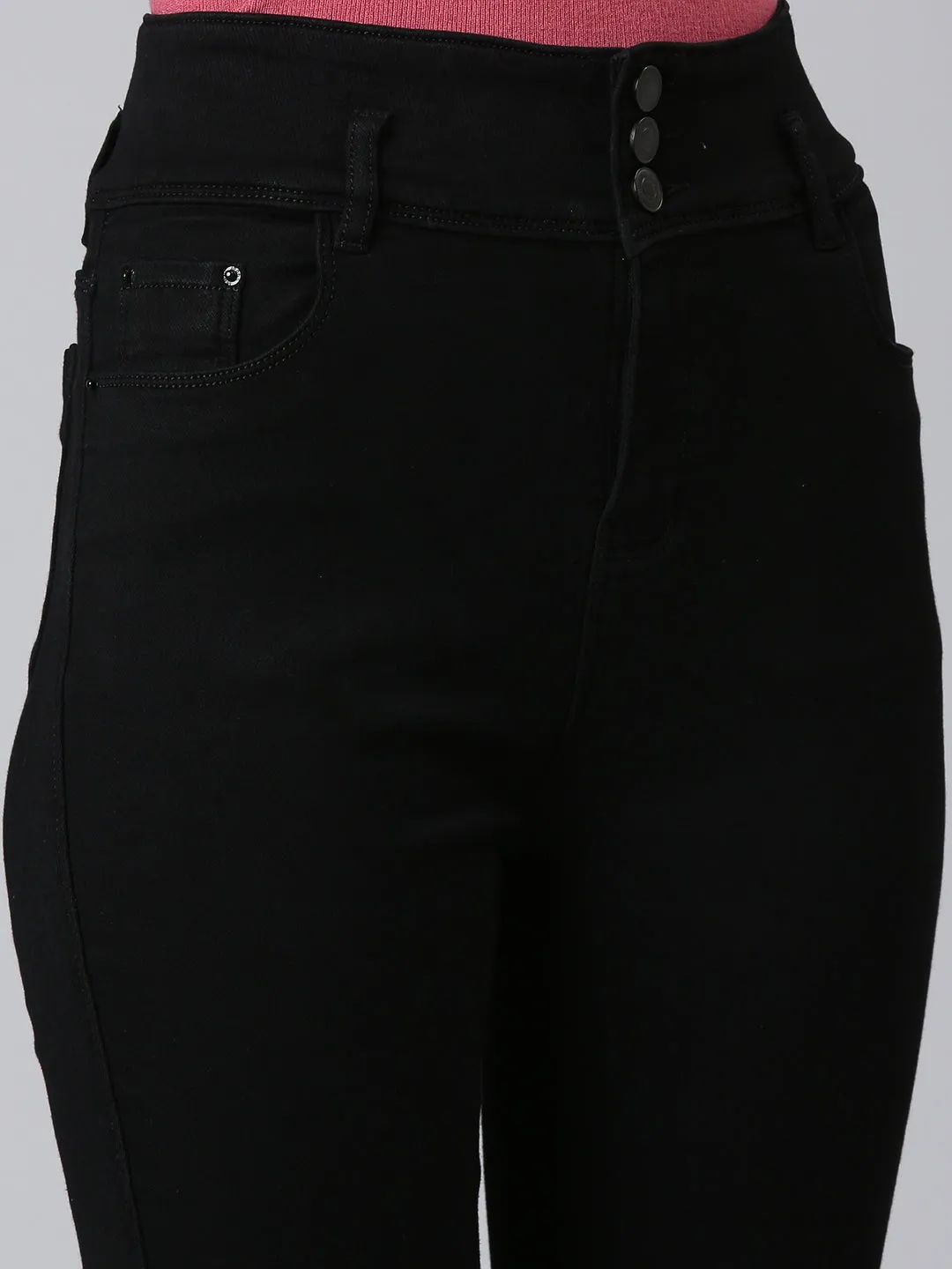 Women Black Solid Skinny Fit Denim Jeans