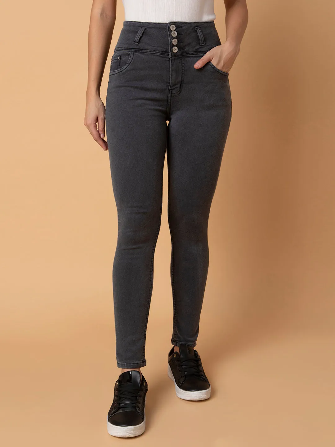 Women Grey Straight Fit Jeans