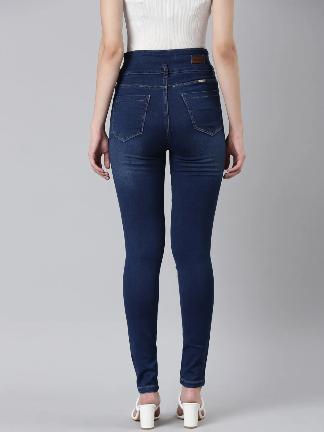 Women Navy Blue Embellished Skinny Fit Denim Jeans