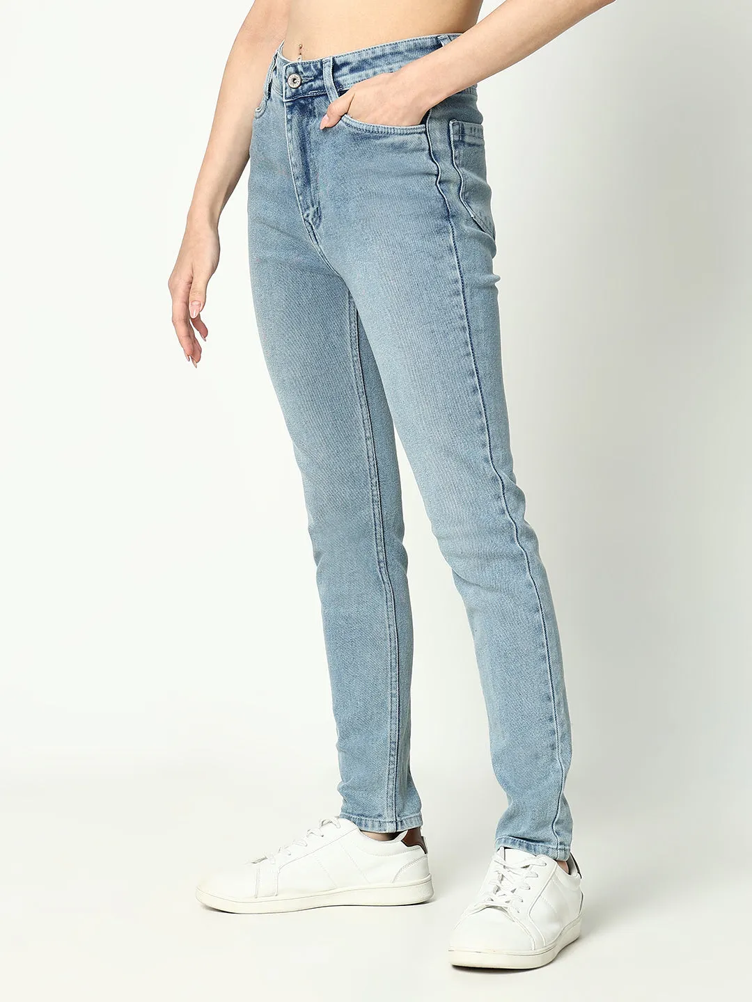 Women Solid Blue Slim Fit Jeans