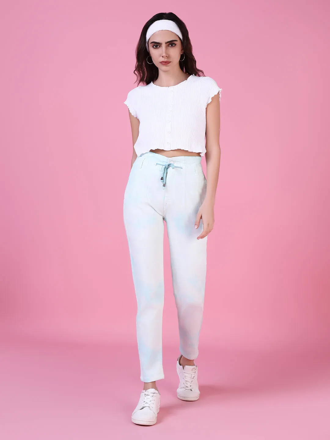 Women White Solid Regular Fit Denim Jeans