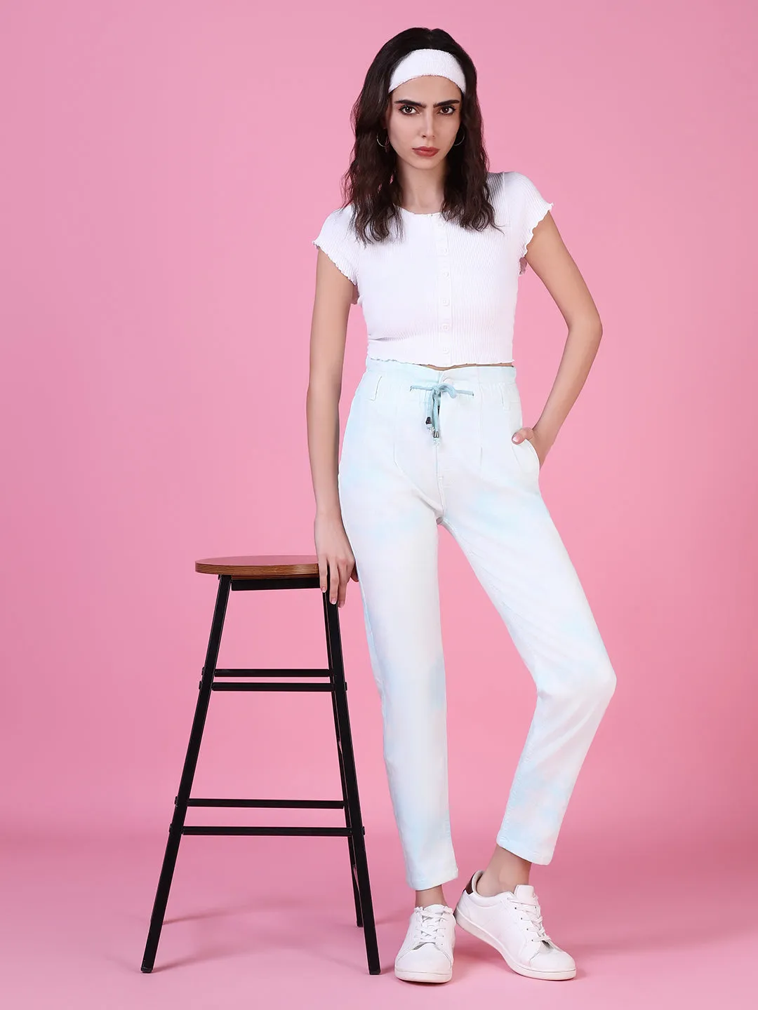 Women White Solid Regular Fit Denim Jeans