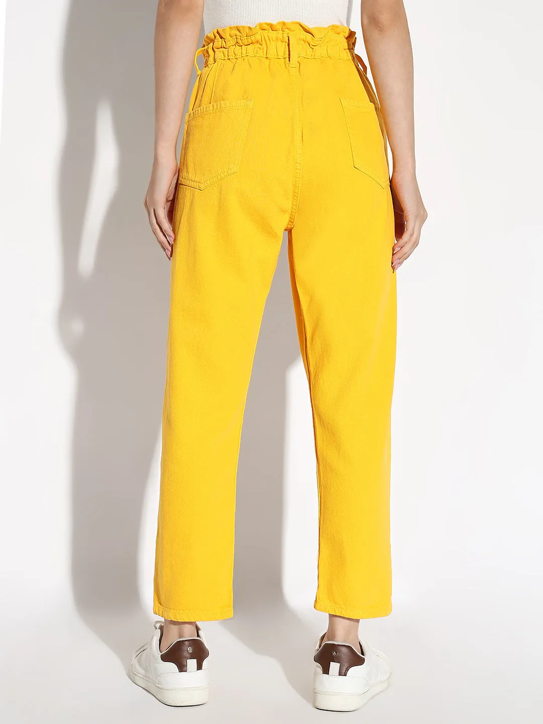 Women Yellow Mom Fit Jeans