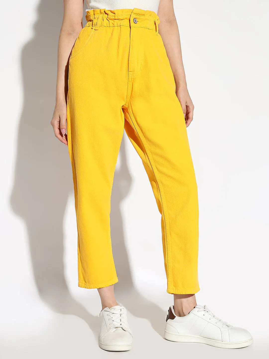 Women Yellow Mom Fit Jeans