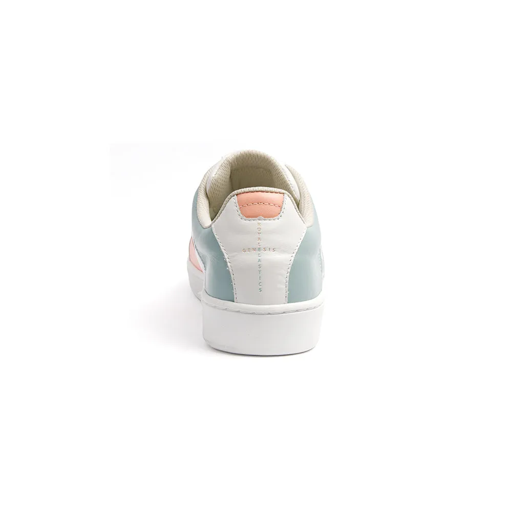 Women's Icon Genesis Spotlight White Peach Blue Leather Sneakers 91993-051