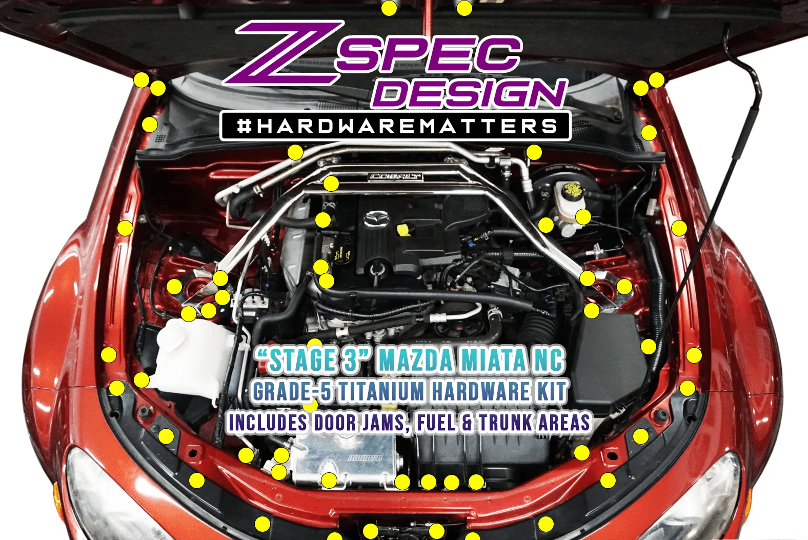 ZSPEC "Stage 3" Dress Up Bolts® Fastener Kit for Mazda Miata NC, Titanium Hardware